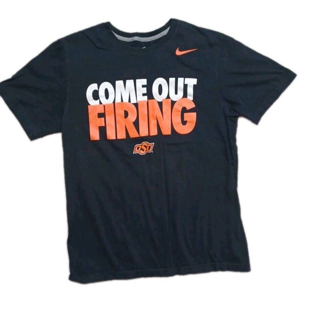 Vintage Nike Oklahoma State University T-Shirt M Come Out Firing OSU Cowboys VTG
